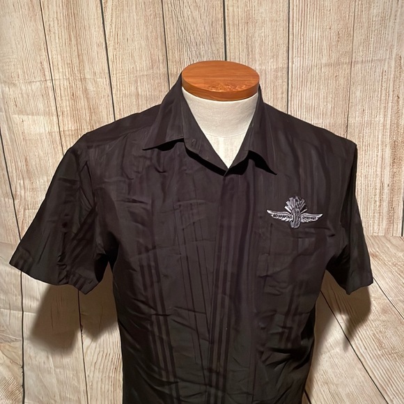 Vintage Indianapolis Motor Speedway Black button up short shirt size L - Picture 1 of 6